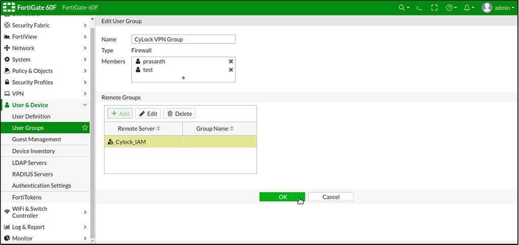 Radius server added